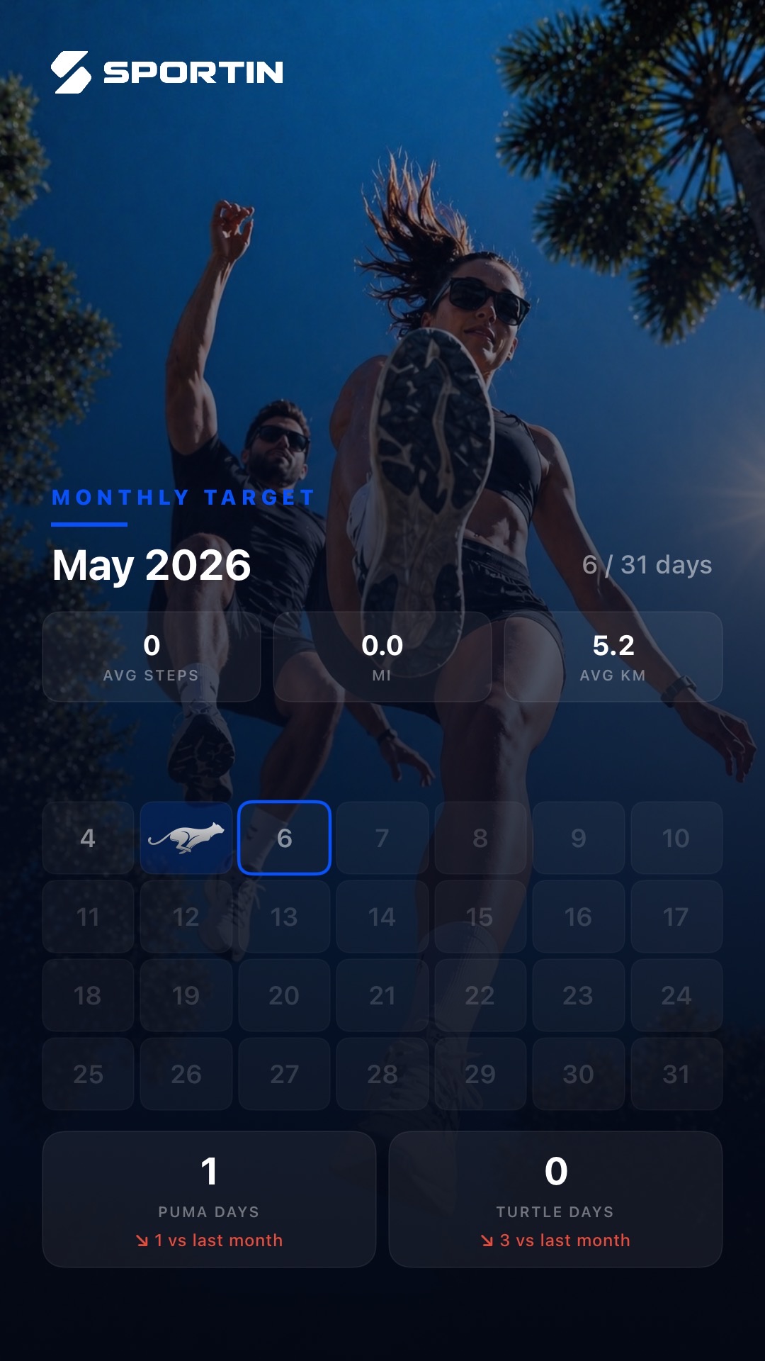 Monthly target, an image template from the SportIn app